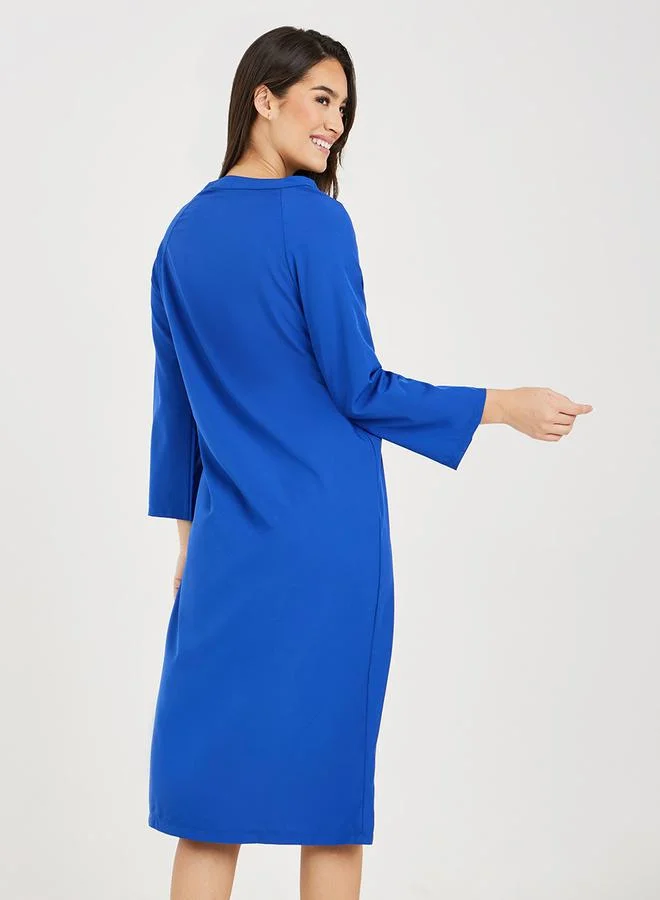 Styli Raglan 3/4 Sleeve Notch Neck Nightdress
