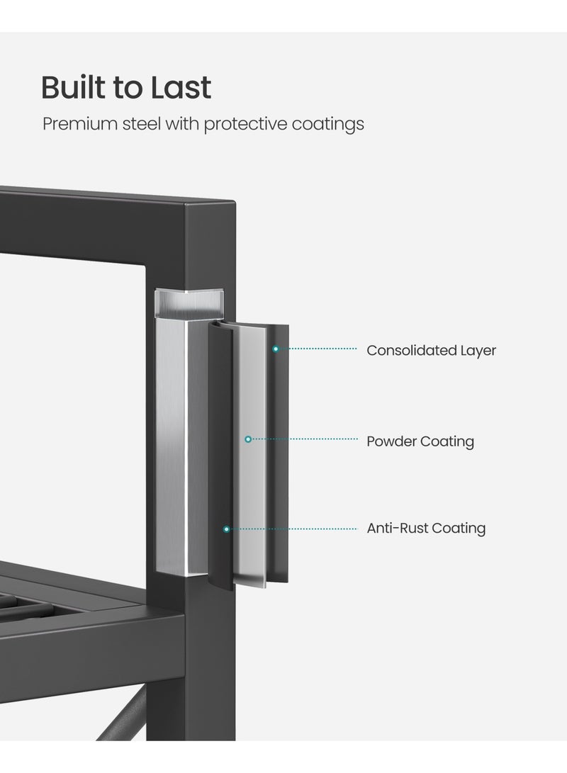 SONGMICS 3-Tier Metal Storage Rack with Wheels, Mesh Shelving Unit with X Side Frames, 23.6-Inch Width, for Entryway, Kitchen, Living Room, Bathroom, Industrial Style, Black - Image 3