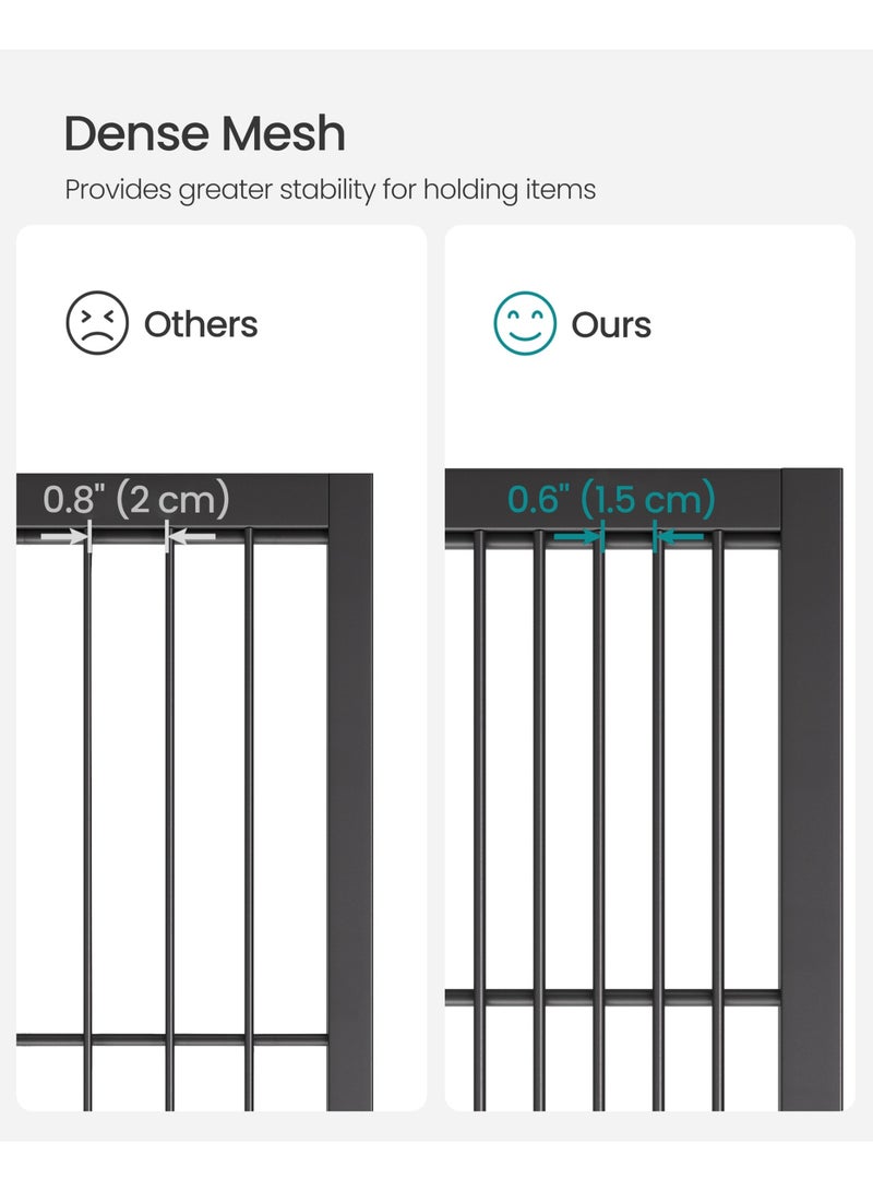 SONGMICS 3-Tier Metal Storage Rack with Wheels, Mesh Shelving Unit with X Side Frames, 23.6-Inch Width, for Entryway, Kitchen, Living Room, Bathroom, Industrial Style, Black - Image 5
