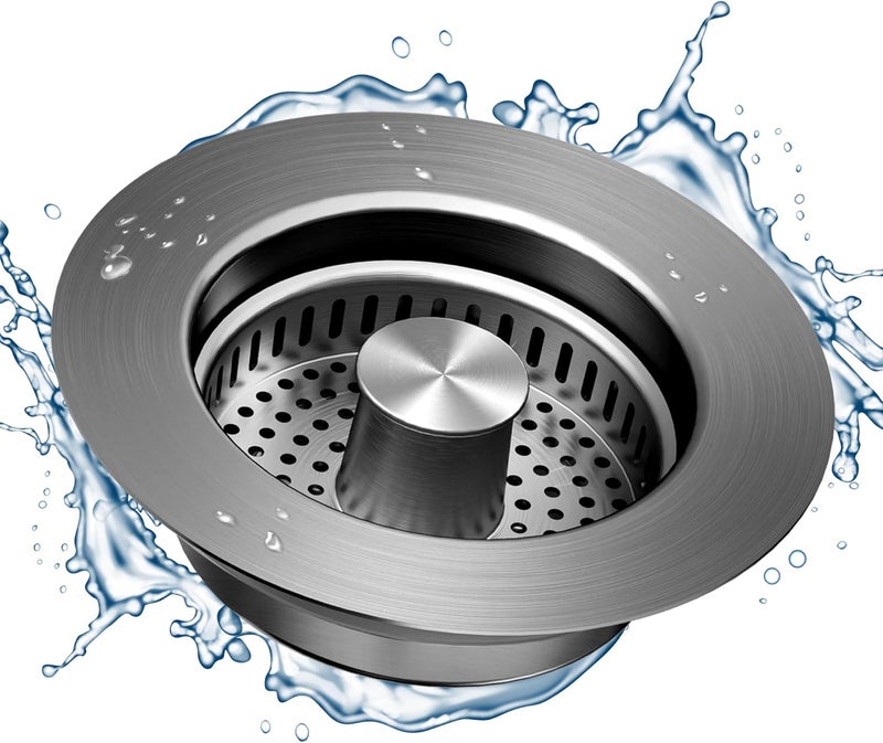 NinjaTiger Kitchen Sink Drain Strainer - 3-in-1 Stainless Steel Pop Up Sink Stopper Anti-Clogging Sink Strainer Basket Sink Drainer Filter Plug for US Standard 3-1/2'' Sink Drain | Gunmetal Gray - Image 1