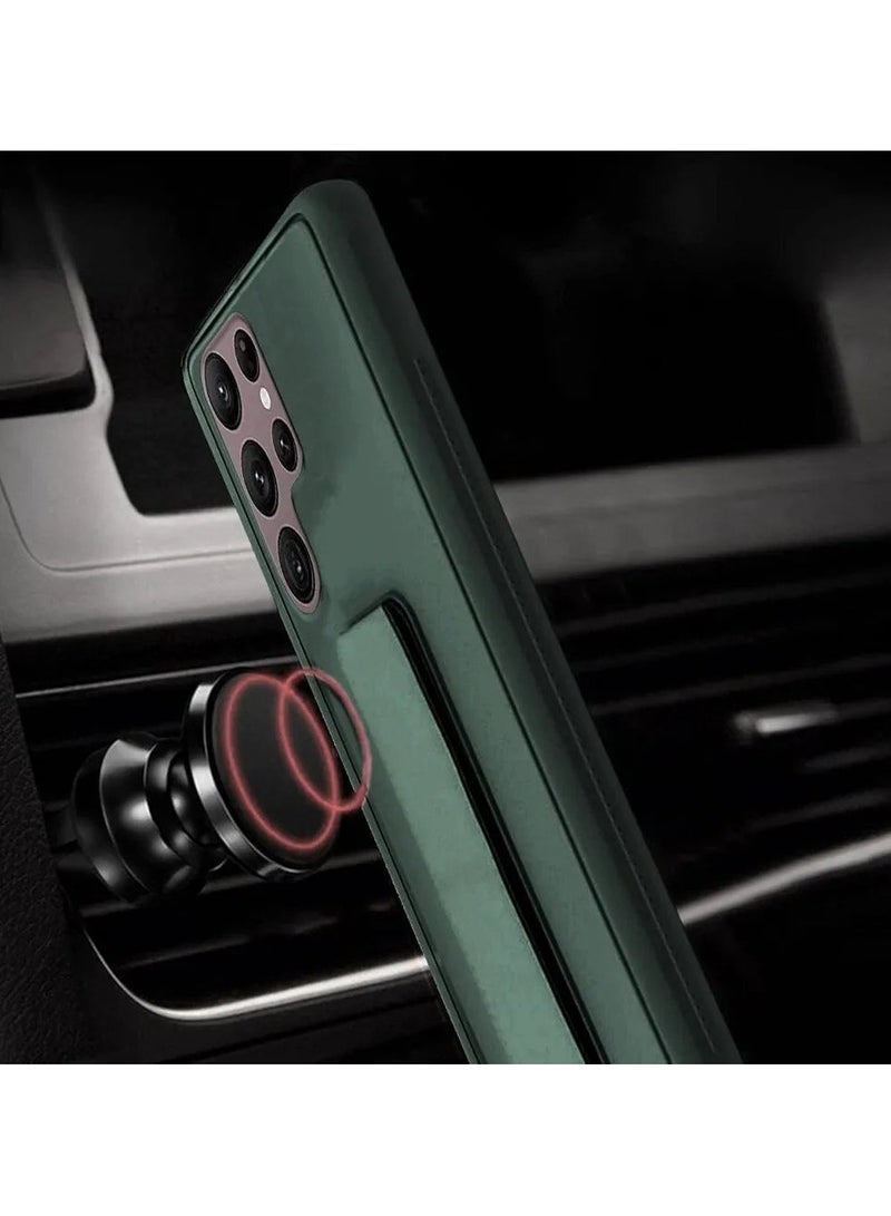 ACLIX Magnetic Case for Samsung Galaxy S23 Ultra, Back Stand Case Magnetic Car Holder, Premium Silicone Horizontal & Vertical Kickstand, with Multi Stand for Samsung Galaxy S23 Ultra (Dark Green) - Image 4