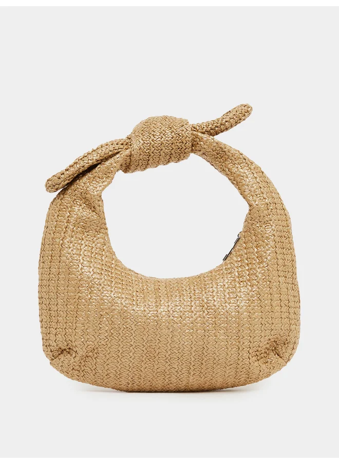Styli Styli Weave Design Straw Knotted Handle Baguette Bag