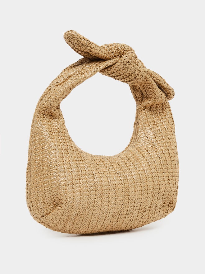 Styli Styli Weave Design Straw Knotted Handle Baguette Bag - Image 1