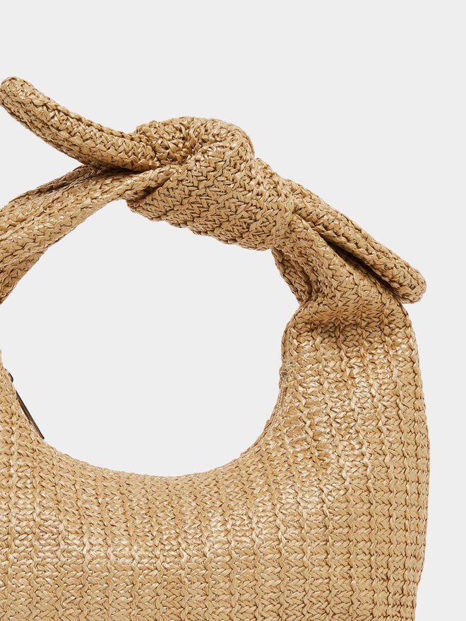 Styli Styli Weave Design Straw Knotted Handle Baguette Bag - Image 3
