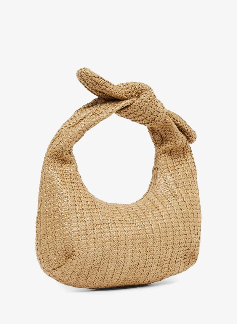 Styli Styli Weave Design Straw Knotted Handle Baguette Bag