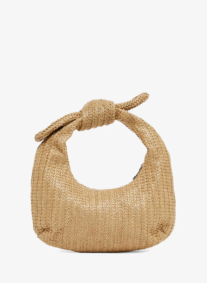 Styli Styli Weave Design Straw Knotted Handle Baguette Bag