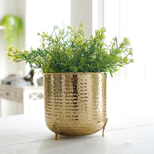 BEHOMA Metal Hammered Planter for Home Decor | Decoratives for Indoor Outdoor Balcony Living Room | Table Decorative Plant Pot for Gifting | Size Height- 7" x Dia. 7" inch |Golden (Plant not Included) - Image 5