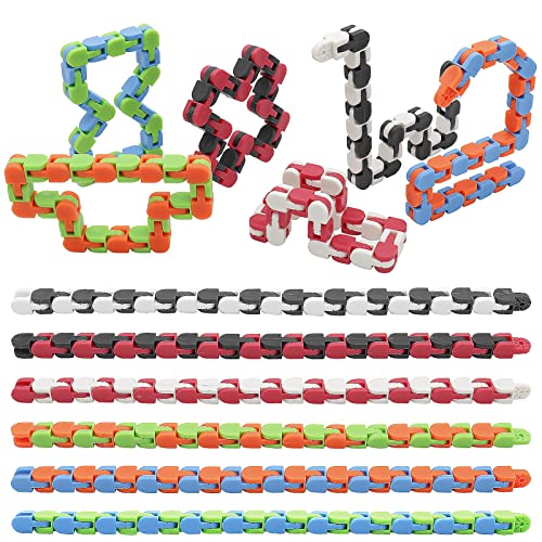 LENDOD 18 Pack Wacky Tracks Snap and Click Fidget Toys Finger Sensory Toys 24 Links Snake Puzzles for Stress Relief Party Bag Fillers Party Supplies - Image 5