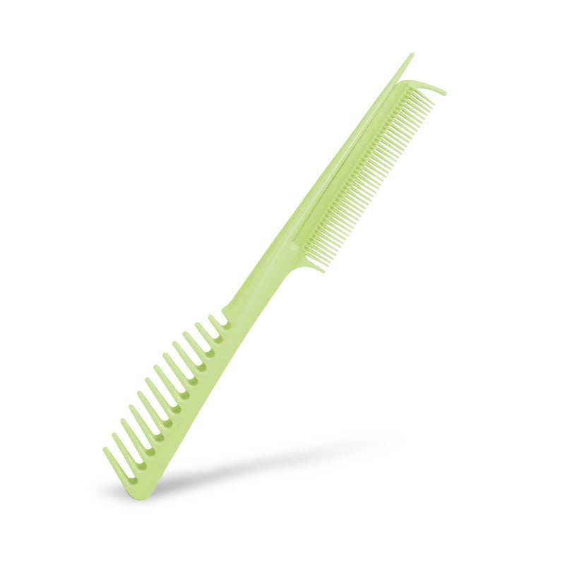 OneHanded Sectioning Comb with Fine and Coarse Teeth for Detangling and Straightening HeatDamaged Hair Green
