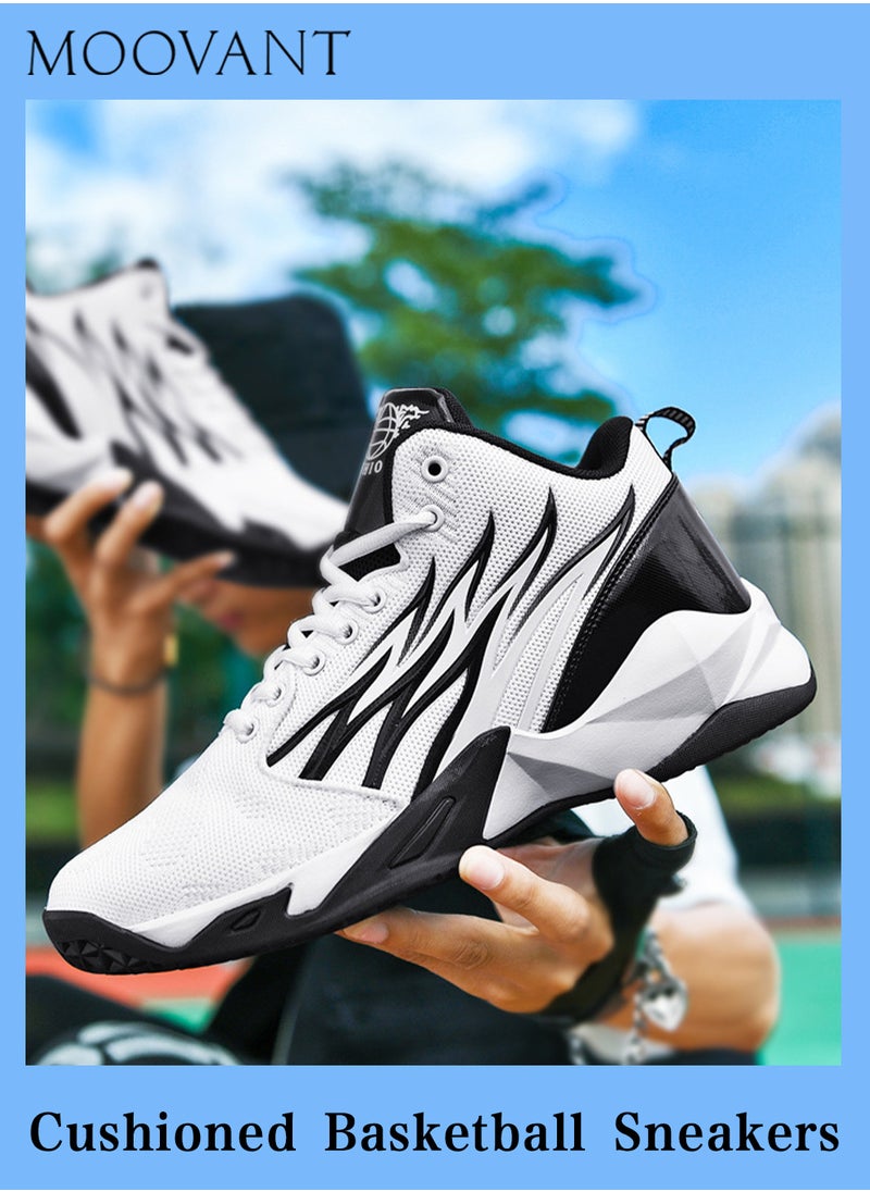 Moovant Men's Basketball Shoes, Shockproof Cushioned Rubber Soles Shoes, Men's Soft Lightweight Sports Shoes, Youth Outdoor Non-slip Sneakers, Physical Test Shoes, Running Shoes for Men  - Image 1