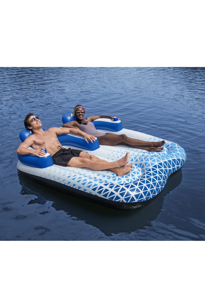 Bestway Hydro-Force Indigo Wave Double Lounge 196x193cm | Inflatable Ride-on | Pool Float | Summer Water Toy | Pool & Beach Toy - Image 3