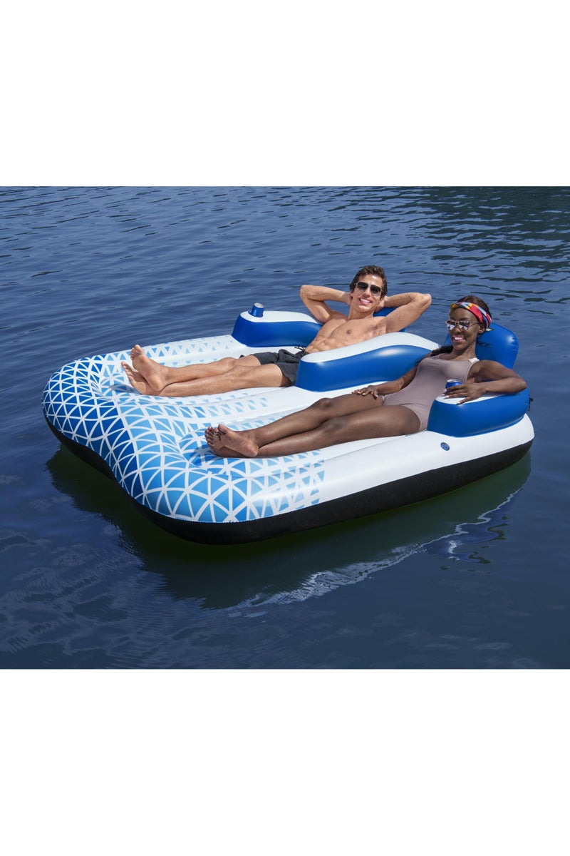 Bestway Hydro-Force Indigo Wave Double Lounge 196x193cm | Inflatable Ride-on | Pool Float | Summer Water Toy | Pool & Beach Toy - Image 4