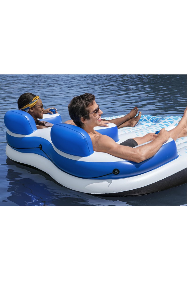 Bestway Hydro-Force Indigo Wave Double Lounge 196x193cm | Inflatable Ride-on | Pool Float | Summer Water Toy | Pool & Beach Toy - Image 5