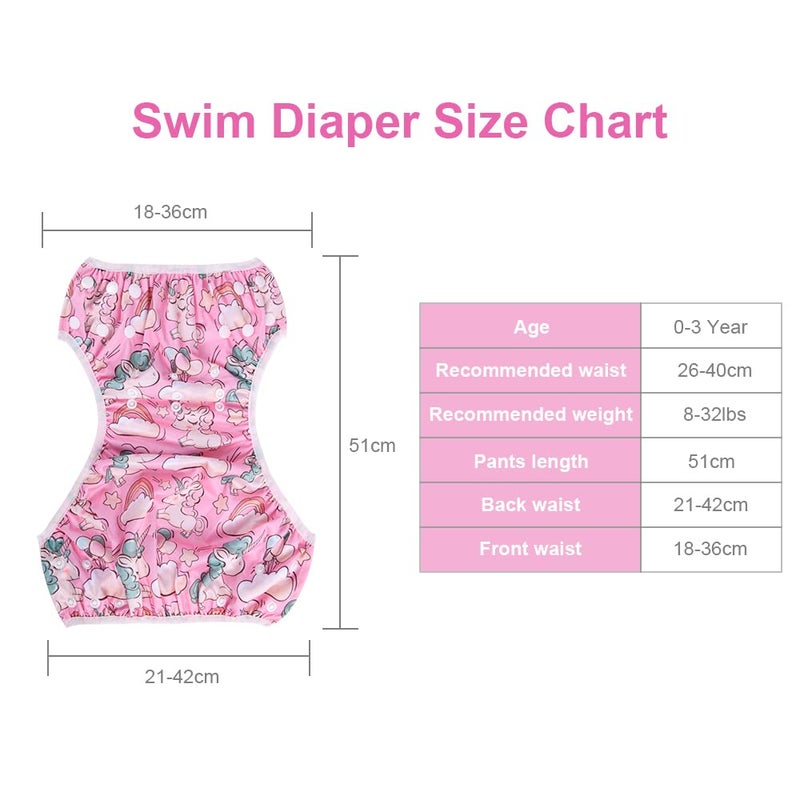 Babebay Vicloon Swimming Nappy Reusable, 2 Packs Baby Swim Nappy Comfortable Swim Nappies, Adjustable Size Washable Nappy for Swimming Lessons/Holiday 0-3 Years - Image 2