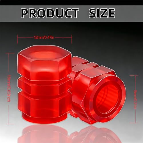 MUMUMAB 20 Pcs Glow in The Dark Tire Valve Caps Fluorescent Tire Valve Stem Caps, Cool Car Present for Universal Decoration Accessories for Car SUV Bicycle Motorcycles Trucks (Red) - Image 2