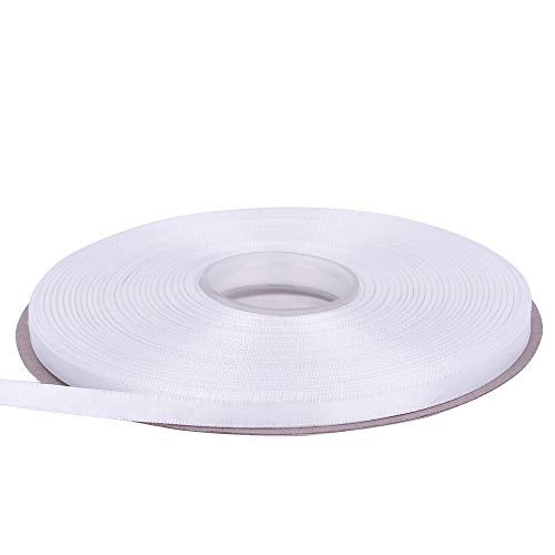 Ribest 1/4 inch White Double Face Satin Ribbon 50 Yards Per Roll for Bouquet Gift Wrapping Hair Accessories Wedding Birthday - Image 4