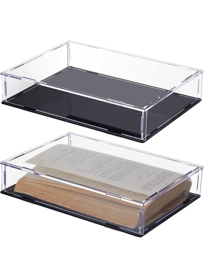 TPGP 2 Pcs Book Display Case 10.5 x 7.5 x 2 Inch Clear Acrylic Box Book Protector Case with Black Base for Display Action Figures Home Storage and Organizing Toys Collectibles - Image 1