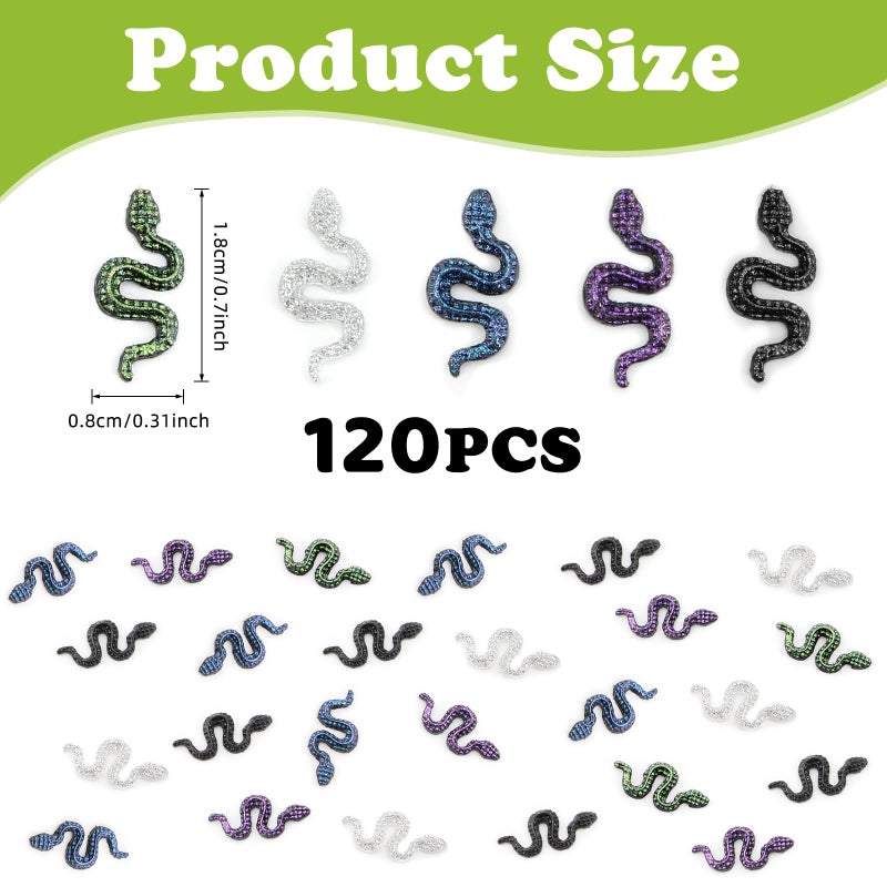 Qupiva 120Pcs Mini Resin Snakes  Miniature Halloween Tiny Snakes For Crafts  Micro Resin Animals Figurines For Diy Fairy Garden Dollhouse Micro Landscaping Decoration - Image 3