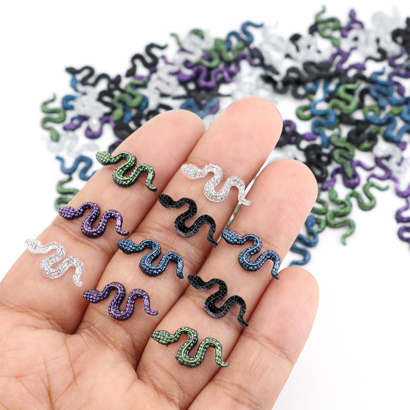 Qupiva 120Pcs Mini Resin Snakes  Miniature Halloween Tiny Snakes For Crafts  Micro Resin Animals Figurines For Diy Fairy Garden Dollhouse Micro Landscaping Decoration - Image 2
