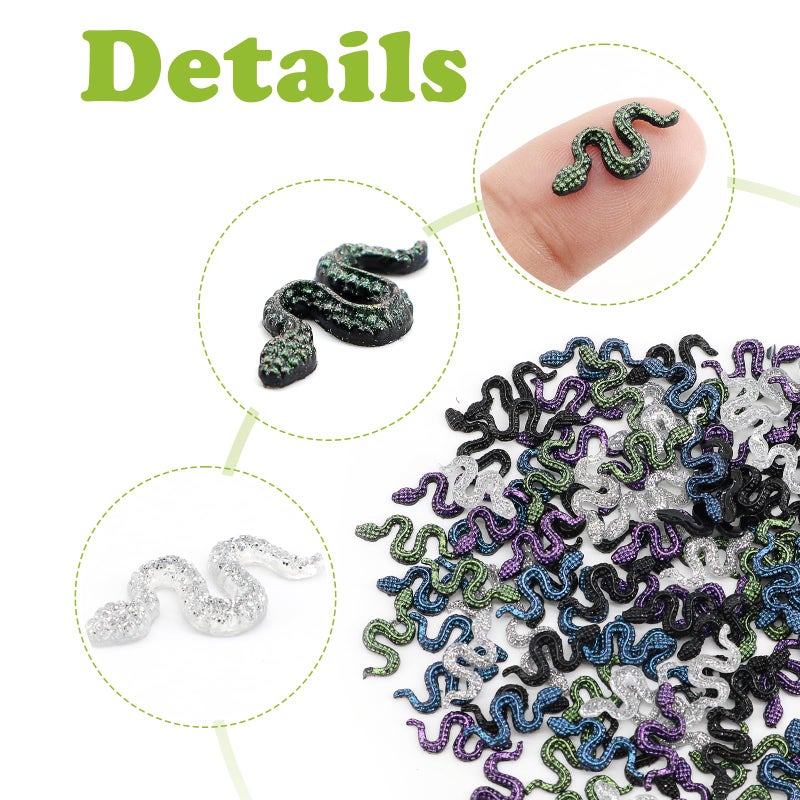 Qupiva 120Pcs Mini Resin Snakes  Miniature Halloween Tiny Snakes For Crafts  Micro Resin Animals Figurines For Diy Fairy Garden Dollhouse Micro Landscaping Decoration - Image 4