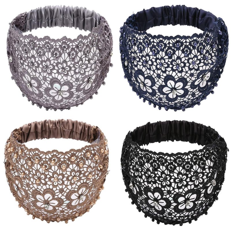 SHOPVILLA SHOPVILLA Headbands for Women NonSlip Premium Stretchy Bohemian Head Bands Hair Accessories Pearl Bandana for Hair Beanie Cap for Women Wear for Yoga Fashion Working Out Travel or Running 