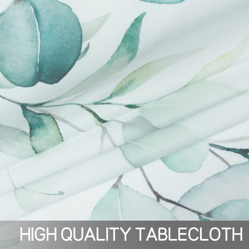 SuQKXCo Spring Eucalyptus Leaves Round Tablecloth 60 Inch Summer Tablecover Waterproof Table Cloth for Kitchen Home Decoration, Elegant Green Leaf Tablecloth - Image 5