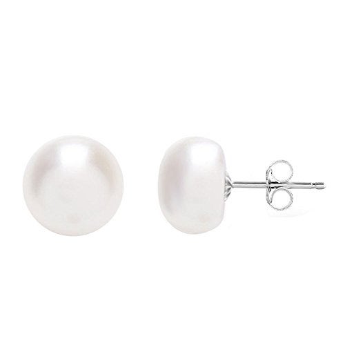 MABELLA 925 Sterling Silver AAA Genuine Freshwater Cultured Pearl White Button Stud Earrings Jewelry Gifts for Women 9mm - Image 4