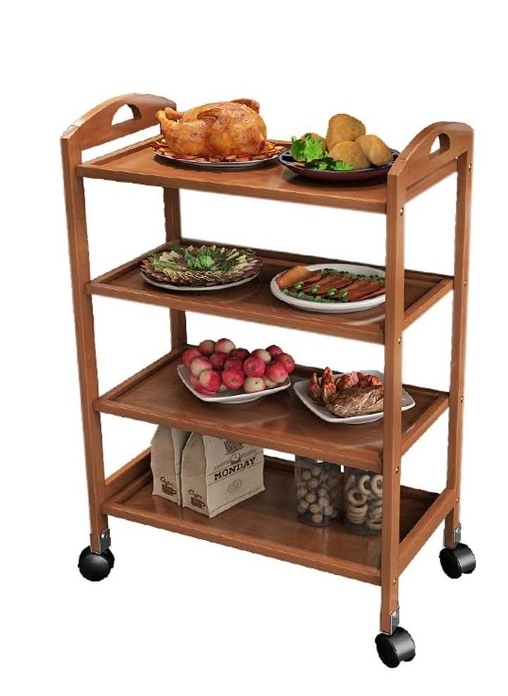 Generic - FFD Bamboo Trolley Bar Serving Carts Mobile Kitchen Serving Trolley Storage Kitchen Cart Serving Bar Cart - Image 1