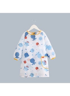 Childrens Painting coverall waterproof anti-dirty baby eating clothes painting apron long sleeve art kindergarten spring and summer Octopus