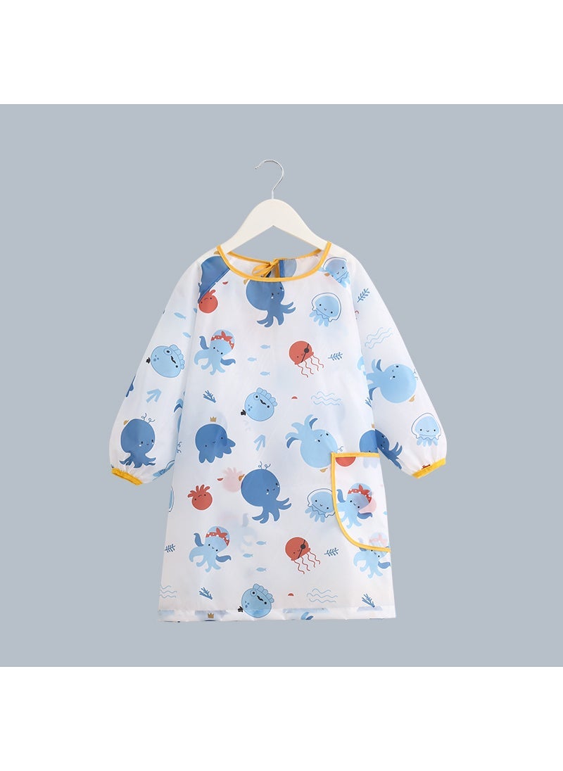 Generic - Childrens Painting coverall waterproof anti-dirty baby eating clothes painting apron long sleeve art kindergarten spring and summer Octopus - Image 1