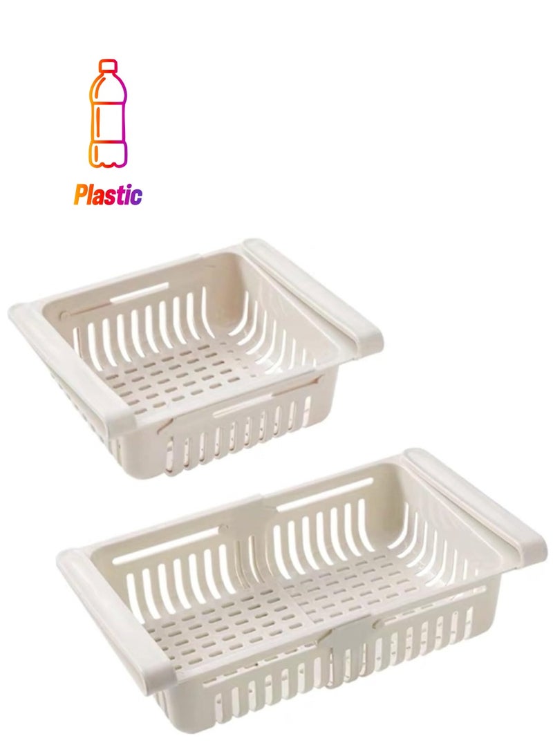 Huitich Refrigerator Food Storage Organizer Beige Pack of 2  - Image 1