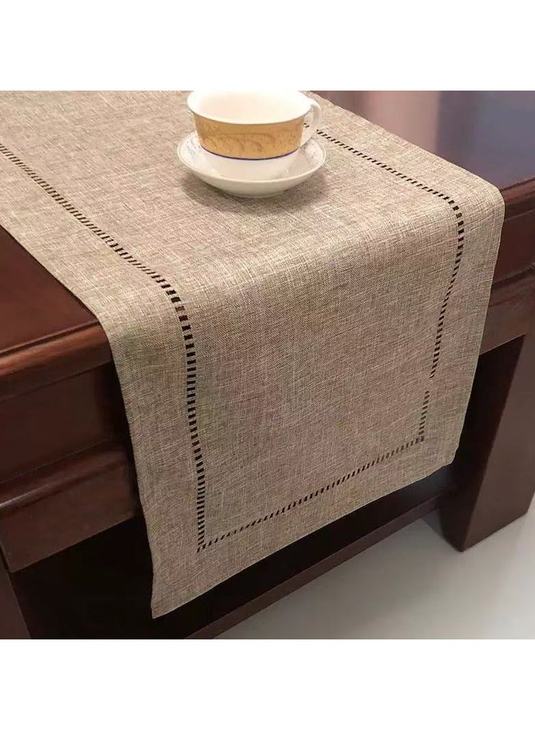 Table Runner, 13 x 72 Inch Brown Table Runner, Decorative Linen Table Runner Farmhouse Style Table Top, Farmhouse Kitchen Decor, Linen Table Runner for Kitchen, Home, Dining, Outdoor  - Image 4