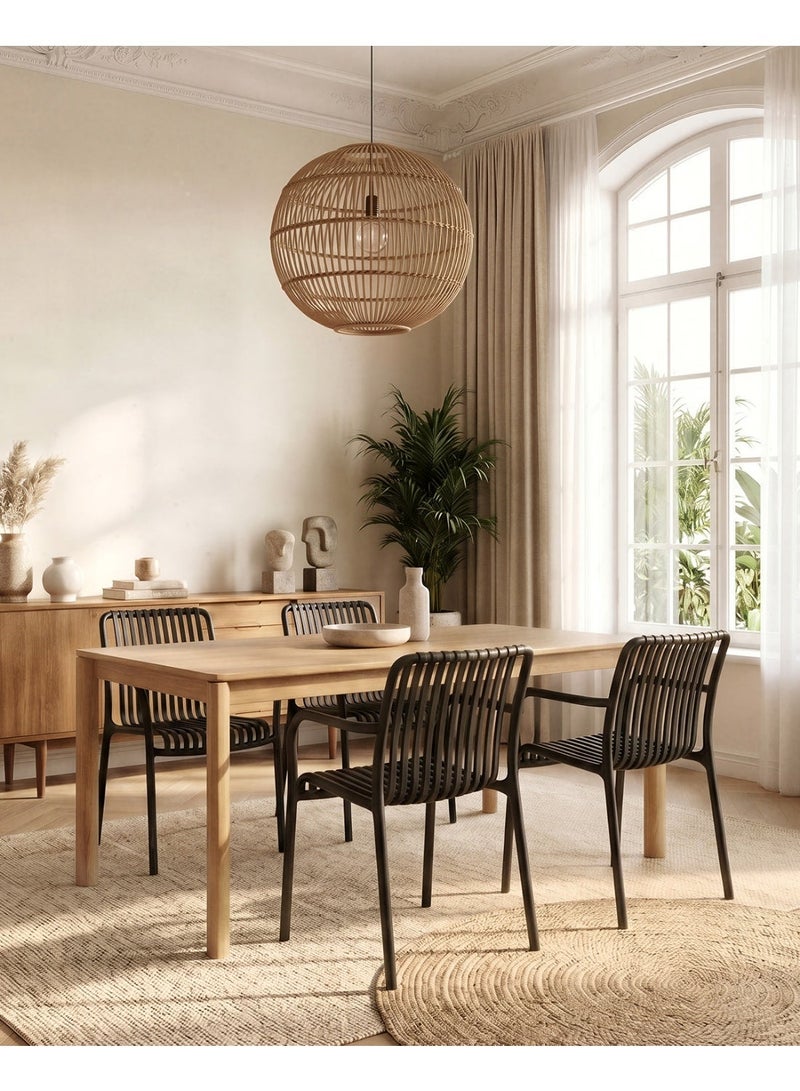 HariNorgen Resin Dining Chairs Set of 4, Indoor & Outdoor Armchair, Stackable Weatherproof, Fully Assembled, Black - Image 1