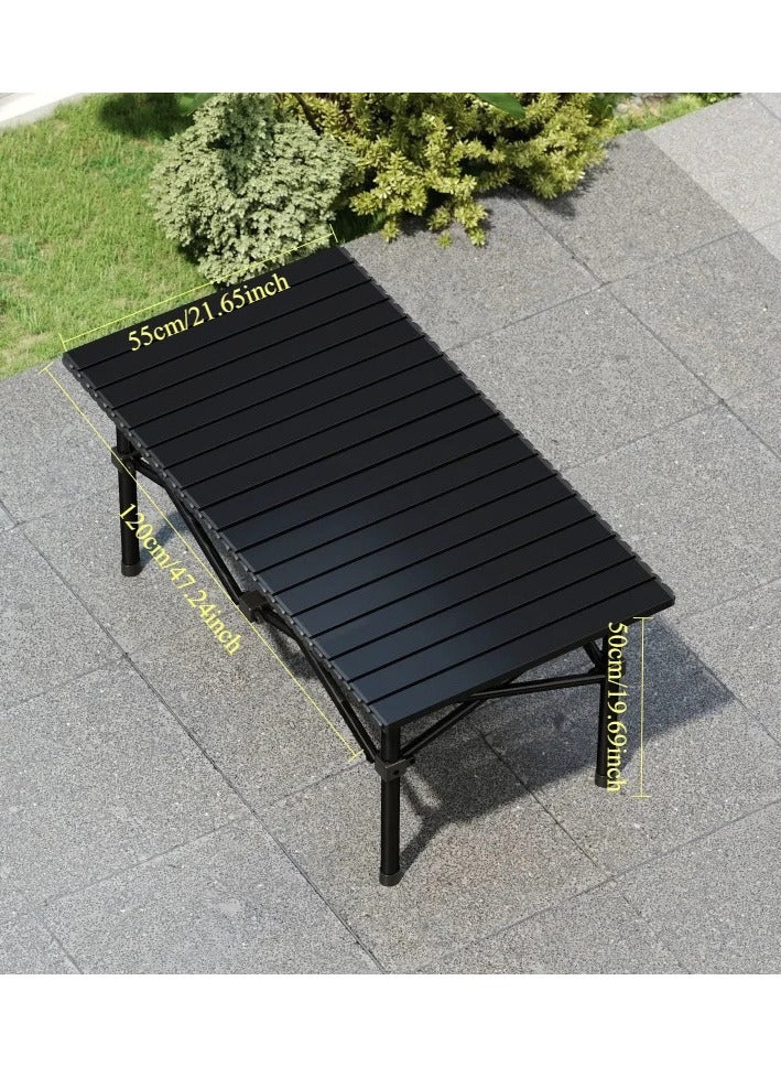 Yuwell Portable Roll-Up Camping Table with 6 Chairs, Lightweight Aluminum Folding Picnic Table Set with Carry Bag, Waterproof, Rust-Resistant Outdoor Table & Chair for Camping Table 120X55X50CM Black - Image 3