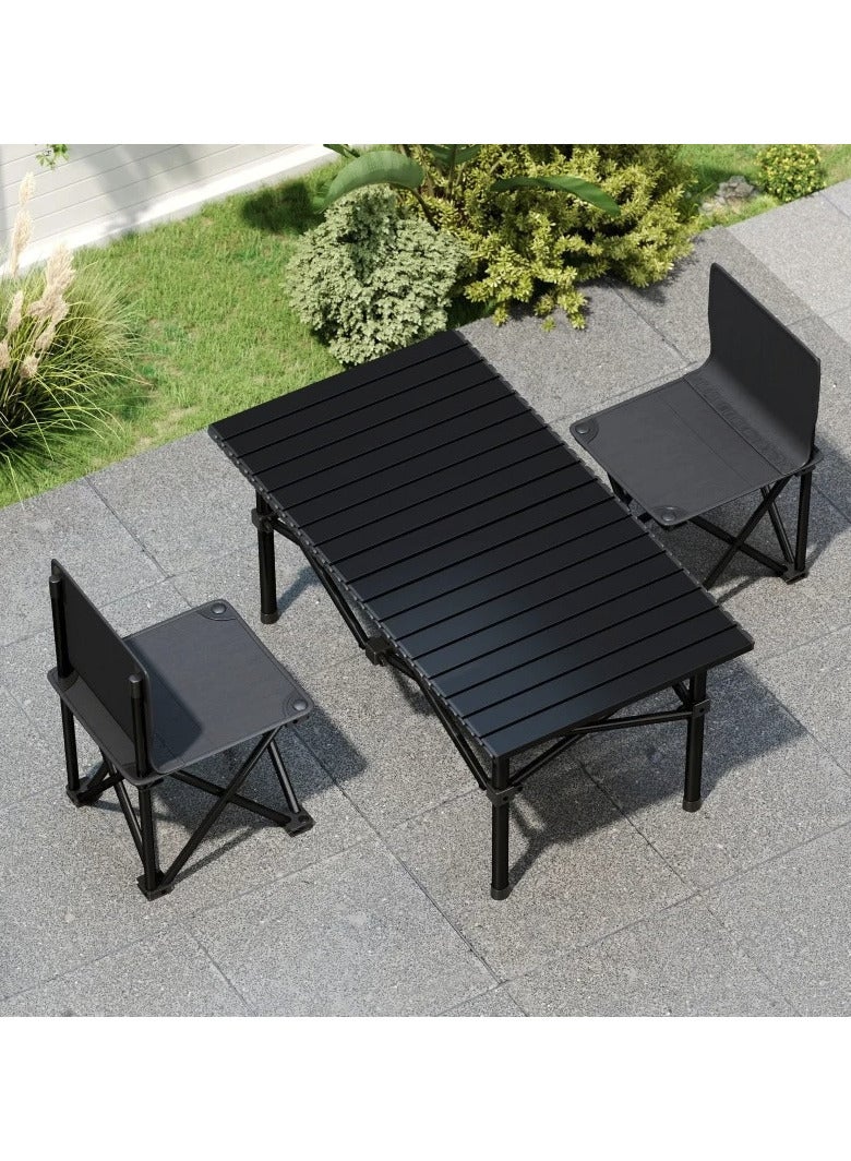Yuwell Portable Roll-Up Camping Table with 6 Chairs, Lightweight Aluminum Folding Picnic Table Set with Carry Bag, Waterproof, Rust-Resistant Outdoor Table & Chair for Camping Table 120X55X50CM Black - Image 4