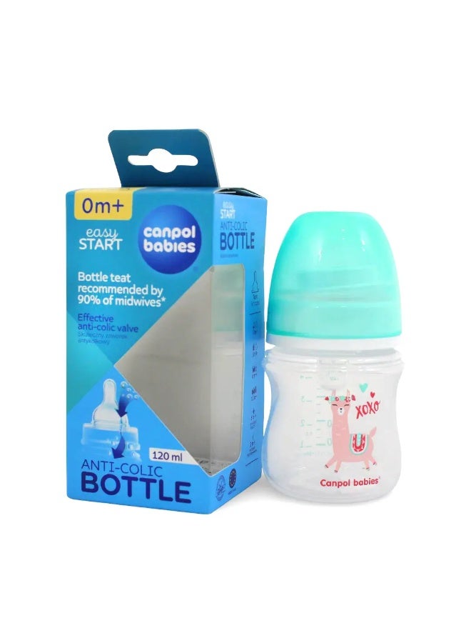 Canpol babies Wide Neck Anti-Colic Feeding Bottle / XOXO / Canpol / 120ml / Green / 0m+ - Image 1