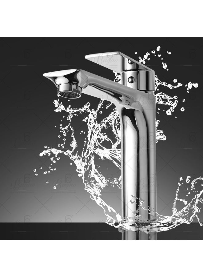 B Bagno Modern Basin Mixer Tap 3401CR – Chrome Finish, Single Lever, Water-Saving Faucet for Bathroom Sink - Image 3