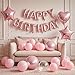 WEIKA 27 Pcs Pink Birthday Decorations 3D Foil Pink Happy Birthday Balloon Banner Pentagram Heart Foil Balloons Confetti Balloons Kit For Boys Girls Birthday Party Supplies - Image 4