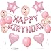 WEIKA 27 Pcs Pink Birthday Decorations 3D Foil Pink Happy Birthday Balloon Banner Pentagram Heart Foil Balloons Confetti Balloons Kit For Boys Girls Birthday Party Supplies - Image 2