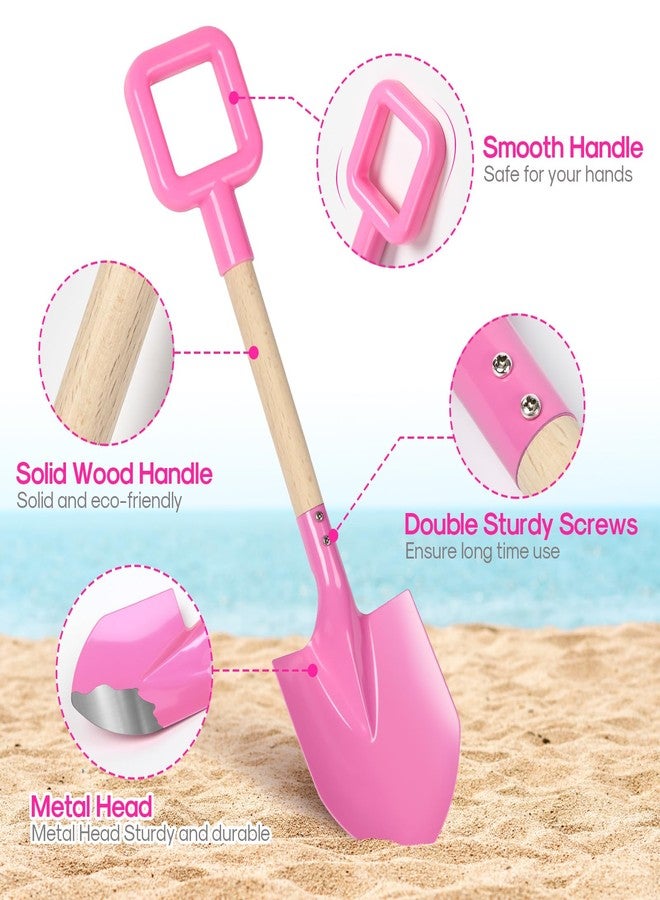 Dsmile 3Pcs Long Beach Shovels 16" Metal Kids Beach Spades Sand Shovels Toys with Wood Handle for Digging Shoveling Snow Sandbox Toys Set for Kids & Adults - Image 5