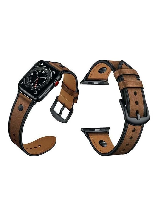 نيبمينينت سوارٌ بديلٌ لساعة أبل سيريز 6/SE/5/4/3/2/1 مقاس 44/42 مم . بني/ أسود - Image 2