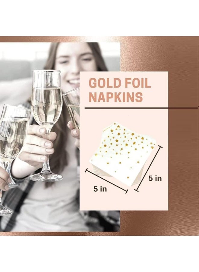 Mitoy 100 PCS 5 x 5 Inches Gold Napkins Foil Cocktail , 4 Styles of Patterns, for Dinner, Wedding, Baby Shower - Image 3