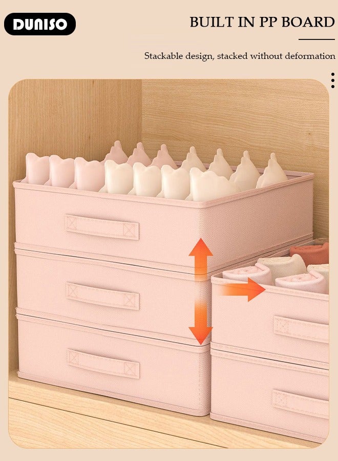 DUNISO 3pcs Wardrobe Clothes Organizer Sock Underwear Drawer Organizer Dividers Cell Foldable Fabric Dresser Closet Storage Box and Storage Bins for Clothing, Baby Clothes, Bra, Panty, Skirt,Scarf, Ties, Scarves  - Image 3