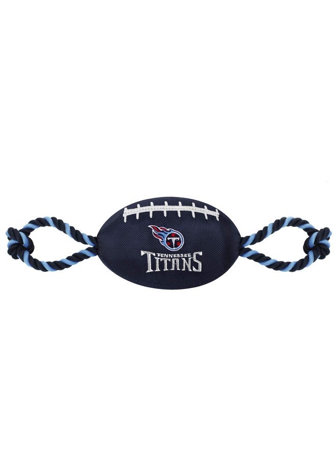 Pets First Nfl Tennessee Titans Football Dog Toy With Strong Pull Ropes & Inner Squeaker - Image 1