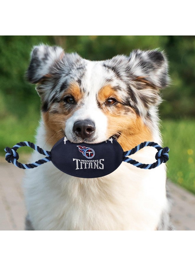 Pets First Nfl Tennessee Titans Football Dog Toy With Strong Pull Ropes & Inner Squeaker - Image 2