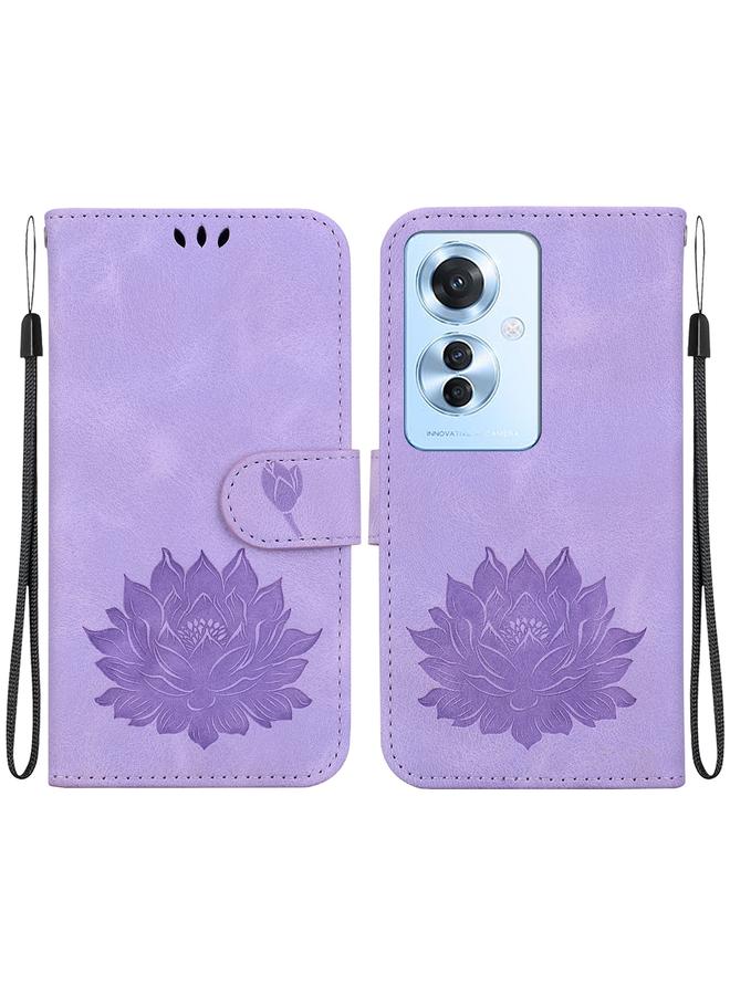 S-TOP Case For OPPO Reno11 F / F25 Pro 5G Global Lotus Embossed Leather Phone Case - Image 1