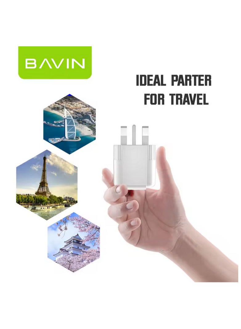 Bavin Bavin PC352E Ultra Fast Charging 18W Type C and USB charger in addition to the Type C charging cable for iPhone  - Image 1