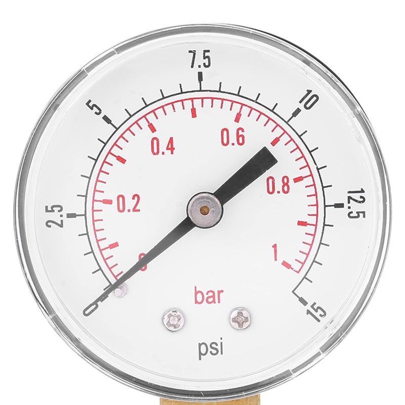 عداد ضغط الماء المانومتر 0-15 رطل لكل بوصة مربعة 0-1 بار للهواء والماء - Image 4