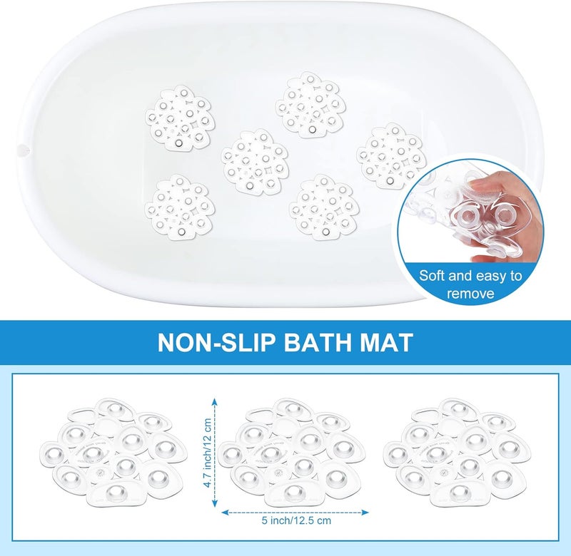 Riakrum 12 Counts Pebble Bath Treads Bathtub Non Slip Stickers Pebble Bath Mat Non Slip Bath Tub and Shower Mat with Suction Cups, Machine Washable - Image 3