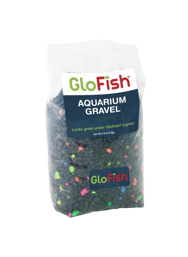 جلو فيش حصى حوض السمك من GloFish، حصى حوض السمك، أسود مع لمسات فلورية، مُكمل لأحواض GloFish، كيس بوزن 5 أرطال  - Image 1